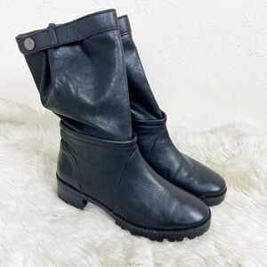 Zara Woman Black Leather Ankle Boots Size 37